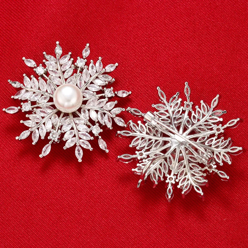 Zhugou-고품질 43x44mm 패션 스노우 크리스탈 진주 브로치, 스커트 의류 가방 브로치 핀 액세서리 모델: VX5