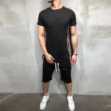 Мужские летние повседневные Модные цветные шорты с коротким рукавом, спортивные тонкие комплекты, ropa deportiva hombre#0927