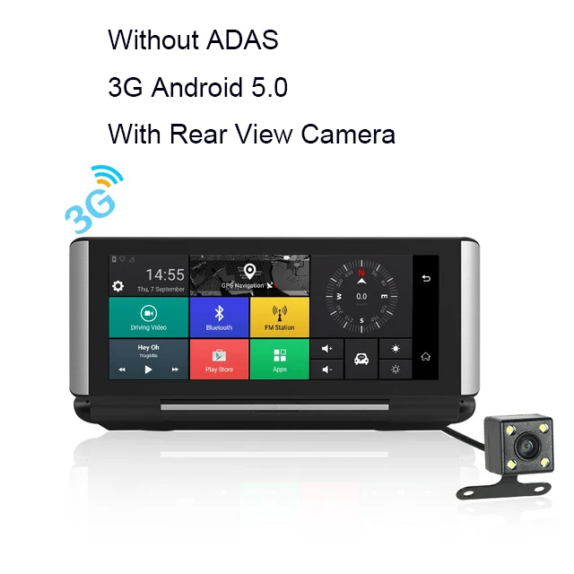 Anfilite 6,86 дюймов 3g 4G ADAS Автомобильный видеорегистратор Android 5,1 DDR 1G 16G wifi Full hd 1080P видео регистратор видеорегистратор gps навигация - Название цвета: 3G with rear camera