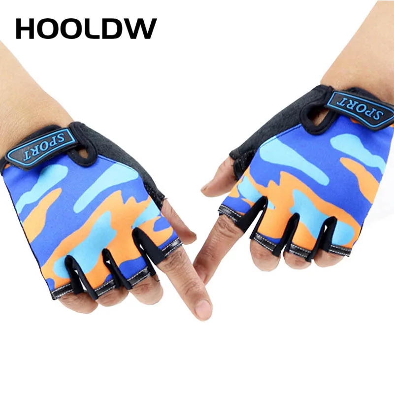 HOOLDW Children Half Finger Gloves Fingerless Kids Gloves Non-Slip Ultrathin Outdoor Sport Breathable For Boys Girls children gloves