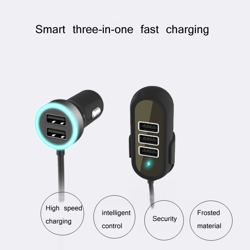 USB Автомобильное зарядное устройство для iPhone samsung 5 порты, для мобильных телефонов зарядное устройство s мульти заднее сиденье задний пассажирский адаптер сигарета автомобильное зарядное устройство