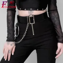 Fullyoung сексуальные Харадзюку ручная работа кожа Панк подвязка в готическом стиле ремни ноги кольцо подтяжки ремни и с круглыми металлическими кольцами цепи ремень