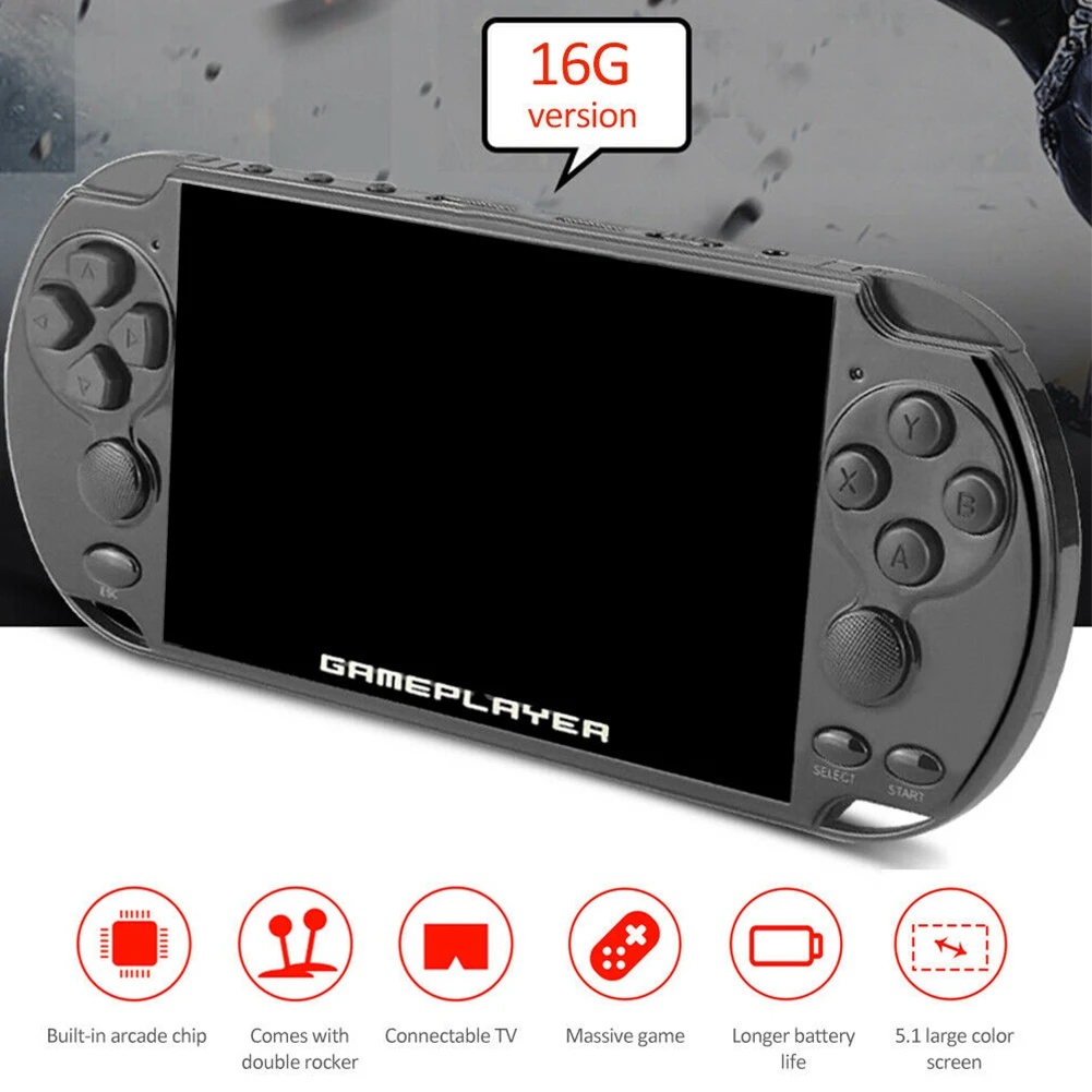 

X9PLUS 16G Retro Handheld Game Console TV Output For Children Double Rocker Birthday Gift Video With Camera Stereo Sound