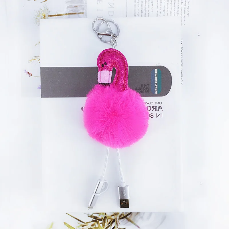 

Trend creative pu firebird two-in-one data line pendant ladies bag car key ornaments Apple Android data cable