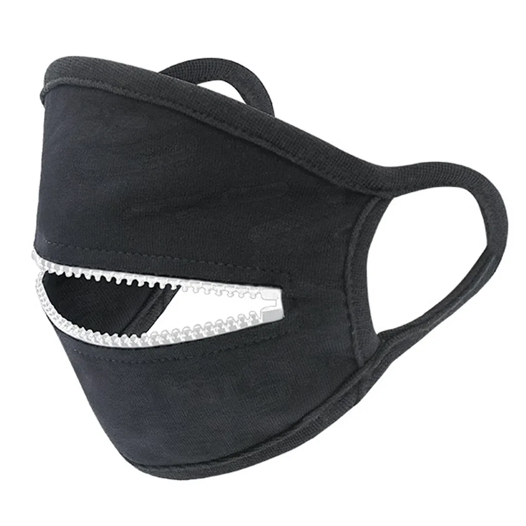 Reusable Mouth Face Mask Solid Color Zipper Covers Fashion Mouths