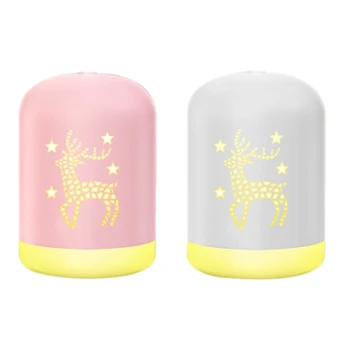 

2Pcs 340Ml Christmas White Deer Air Humidifier Essential Oil Diffuser for Home Car Aromatherapy Aroma Diffuser with Lamp Pink &