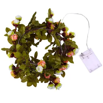 

30Led Green Leaf Flower Home Decoration Lamp String Simulation Flower Decoration Rattan Lamp Color String