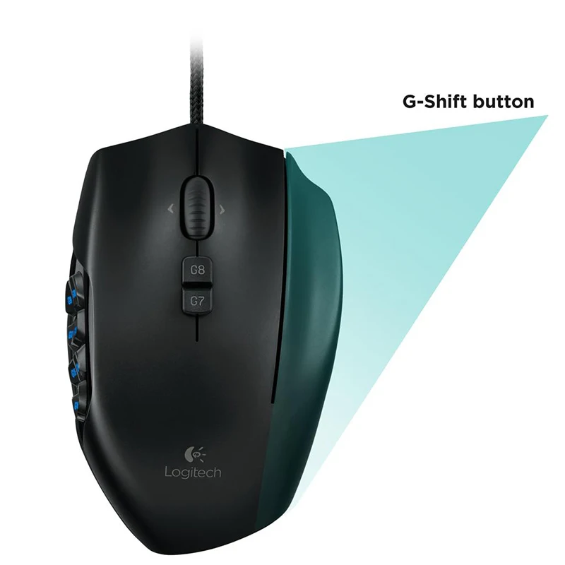 Проводная игровая мышь logitech G600 MMO, игровая мышь для ноутбука, ПК, геймера, 8200 dpi, оптическая оригинальная 17 программируемых кнопок, официальный тест агентства