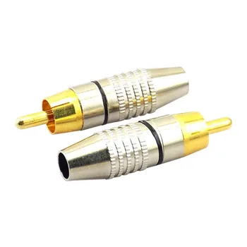 

10-pack RCA Male Plug Solder Wire Free Gold-plated Audio Video Adapter Locking Cable Connector