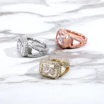 

JINAO Hip Hop Fashion Ring Copper Gold Silver Color Iced Out Micro Pave High Quality Cubic Zircon Charm Ring For Man Women Gift