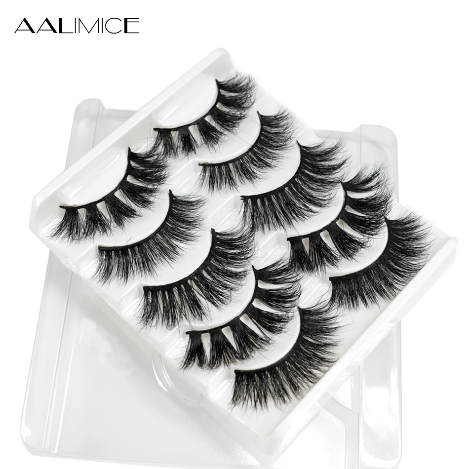 

AAlimice 5Pairs 3D Mink Hair False Eyelashes Natural/Thick Long Eye Lashes Wispy Makeup Beauty Extension Tools