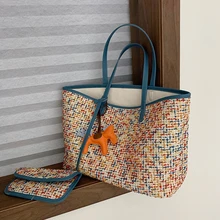 Повседневные шерстяные сумки-тоуты, женские сумки большой емкости, женские сумки через плечо из искусственной кожи, женские ретро Ежедневные Сумки, элегантные сумки