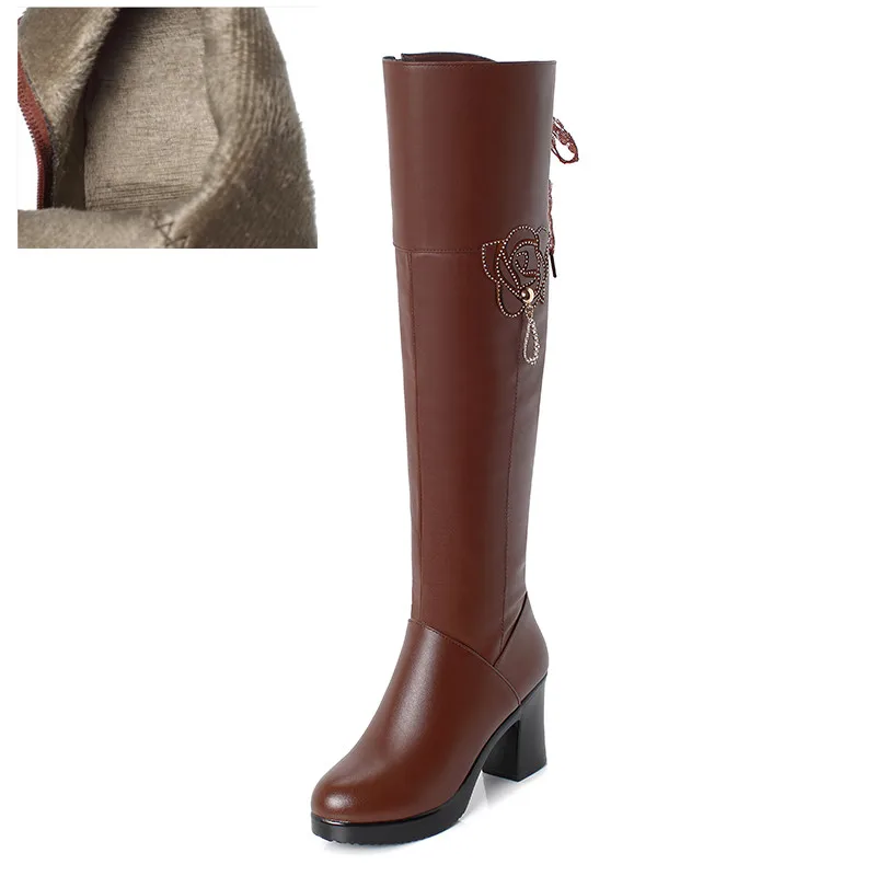 AIYUQI Thigh High Belted Boots Women Genuine Leather Platform High Heels Boots Women womens thigh high boots