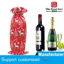 20 шт. льняной мешок на шнурке, Рождественский подарочный набор для бутылок, вечерние праздничные украшения на год