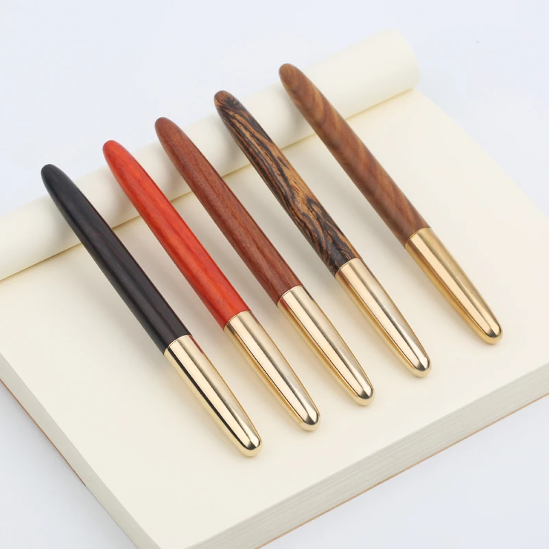 

Retro Copper Wood Fountain Pen Extra Fine Nib 0.38mm Financial Pens with Box Gift Stationery for Teachers Friends