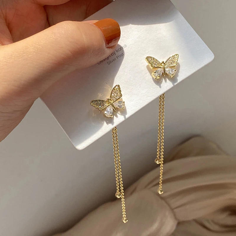 New Exaggerated Fashion Simple Temperament Butterfly long Tassel Earrings For Women Girls Party Jewelry Bijoux Gift AS306 | Украшения и
