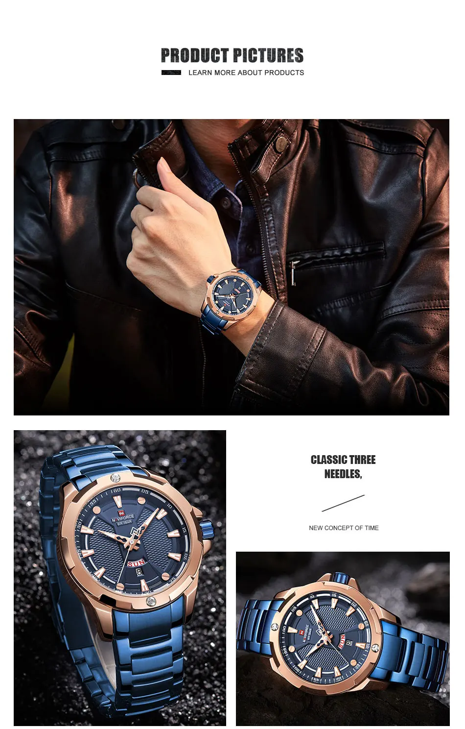 Men’s Watches Top Luxury Brand NAVIFORCE Analog Watch Men Stainless Steel Waterproof Quartz Wristwatch Date Relogio Masculino