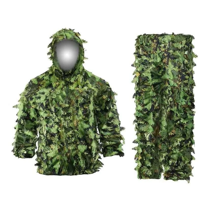 3d Camouflage Clothing Green Leaves Hunting Ghillie Suit Bionic Woodland Camouflage Universal