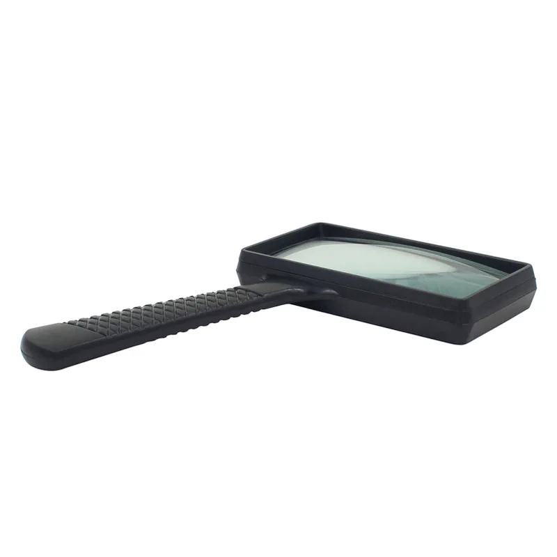 

Optical K9 glass 100*50mm handheld rectangular glass lens plastic handle Old reading newspaper reading magnifying glass