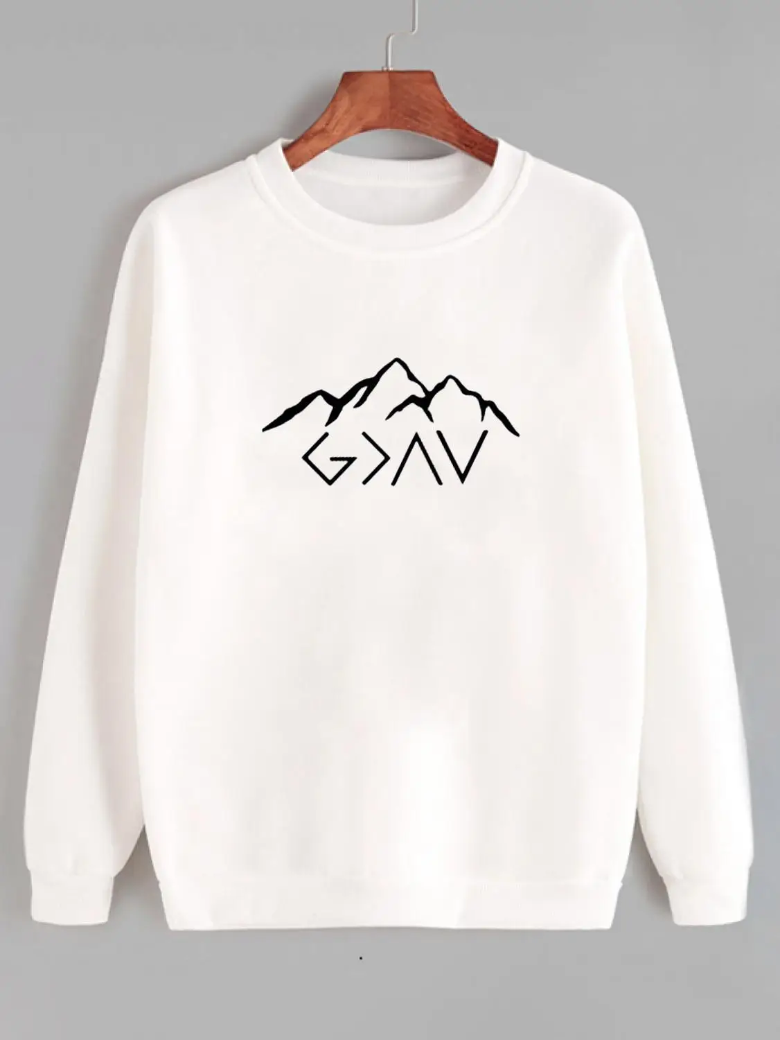 

Sweatshirt God is greater than the highs and lows Printed New Arrival Women's Funny Long Sleeve Casual Tops Christian Faith Tee