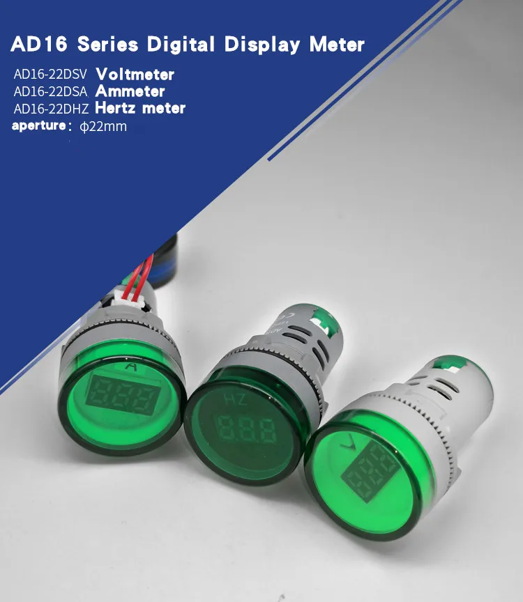 22MM AD16-22DSV type AC DC5-500V Mini Voltage Meter LED Digital Display Voltmeter Indicator Light Lamp Ammeter Hertz frequency