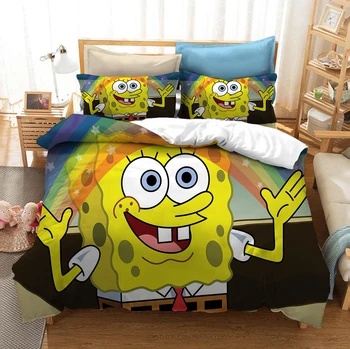 

Comic SpongeBob Piestar Bedding Set Bedroom Decor Kids Gift Hypoallergenic Quilt Cover 1PC Duvet Cover with Pillowcase Dropship