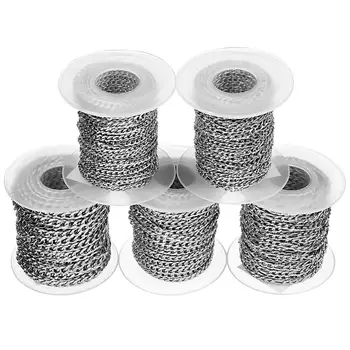 

Tiparts 10Yards/Roll Silver Color Stainless Steel Bulk Chain NK Figaro Chain Necklaces 3mm/4mm/5mm Width For Diy Jewelry Making