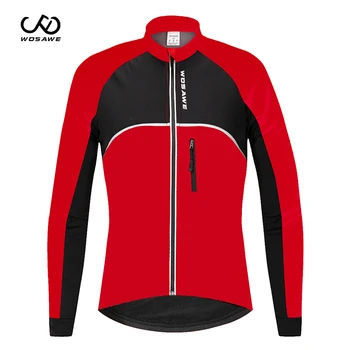 

WOSAWE Man Winter Fleece Cycling Jacket Thermal Mountain Bike Jacket Waterproof Bicycle Coat Windproof Reflective MTB Jacket
