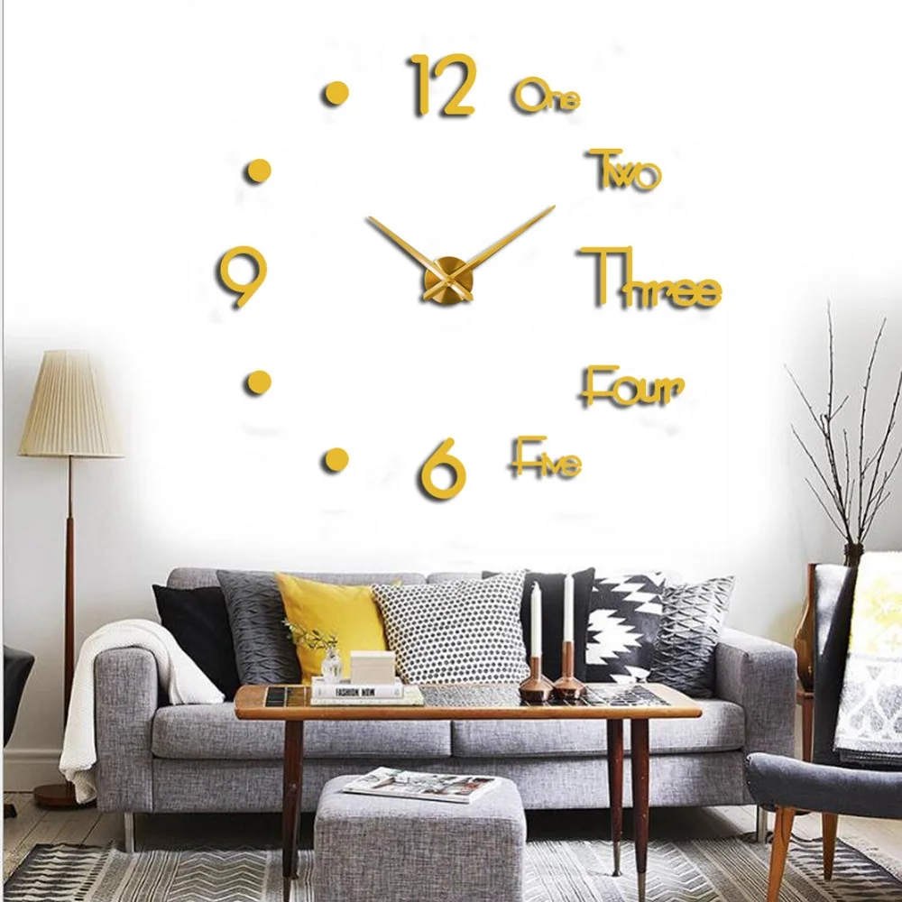 Reloj De Pared Grande Cuarzo 3D DIY Relojes De Cocina Decorativos Grandes  Pegatinas De Espejo Acrílico Reloj De Pared De Gran Tamaño Letra Para El  Hogar Decoración Para El Hogar LJ201212 De