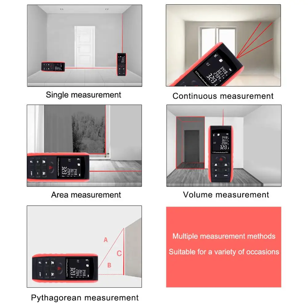 Kopen YIERYI Handheld Digita Laser afstandsmeter Laser Afstandsmeter heerser Afstand Meten Apparaat 40m 60m 80 100m