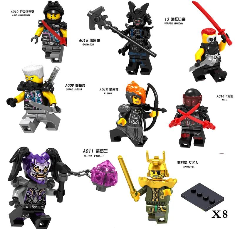 

2019 Compatible LegoINGlys NinjagoINGlys Sets NINJA Heroes Kai Jay Cole Zane Nya Lloyd With Weapons Action Toys for children 36