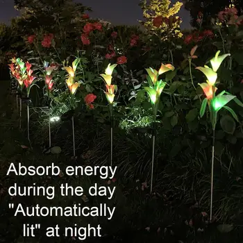 

7 Color-changing LEDs Solar Simulation Calla Lily Light Lamp For Garden Changing Landscape Colorful Decorative Garden Lamp F1C6