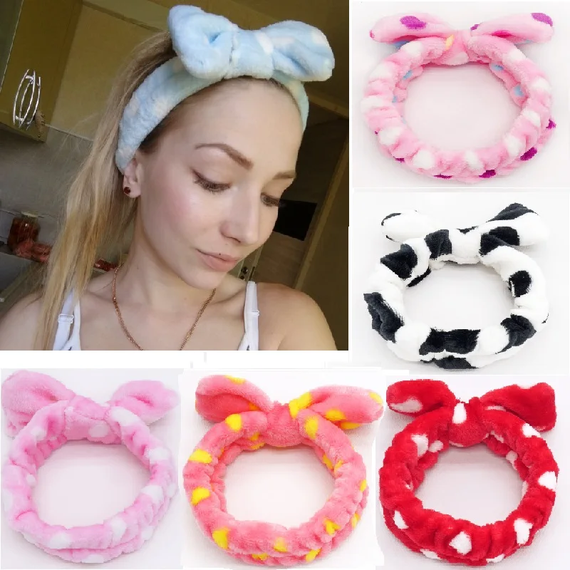 

Big Rabbit Ear Coral Fleece Soft Elastic Hair Ribbon SPA Bath Shower Make Up Wash Face Cosmetic Headband Hair Band Headwear