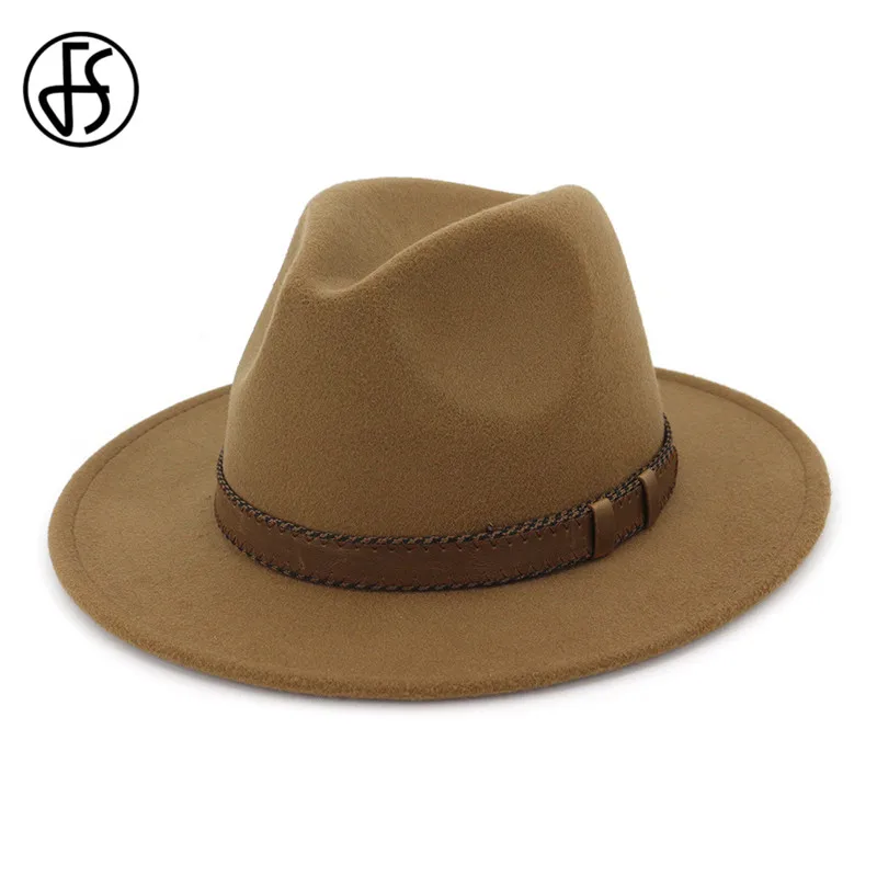 Мужская фетровая шляпа FS шерстяная Классическая Трилби с широкими полями в
