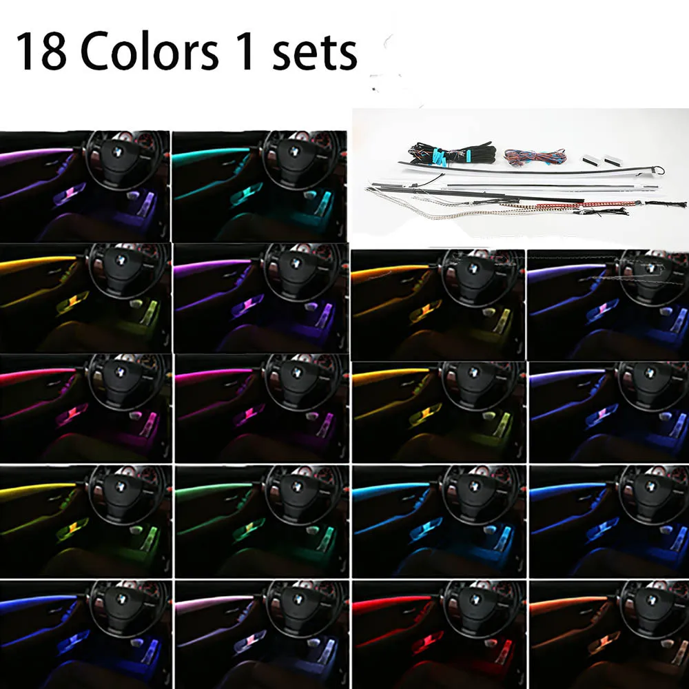 Декоративный светодиодный светильник для салона автомобиля в полоску, атмосферный светильник 3/18 цветов для BMW 5 серии F10/F11/F18 - Испускаемый цвет: 18 Colors