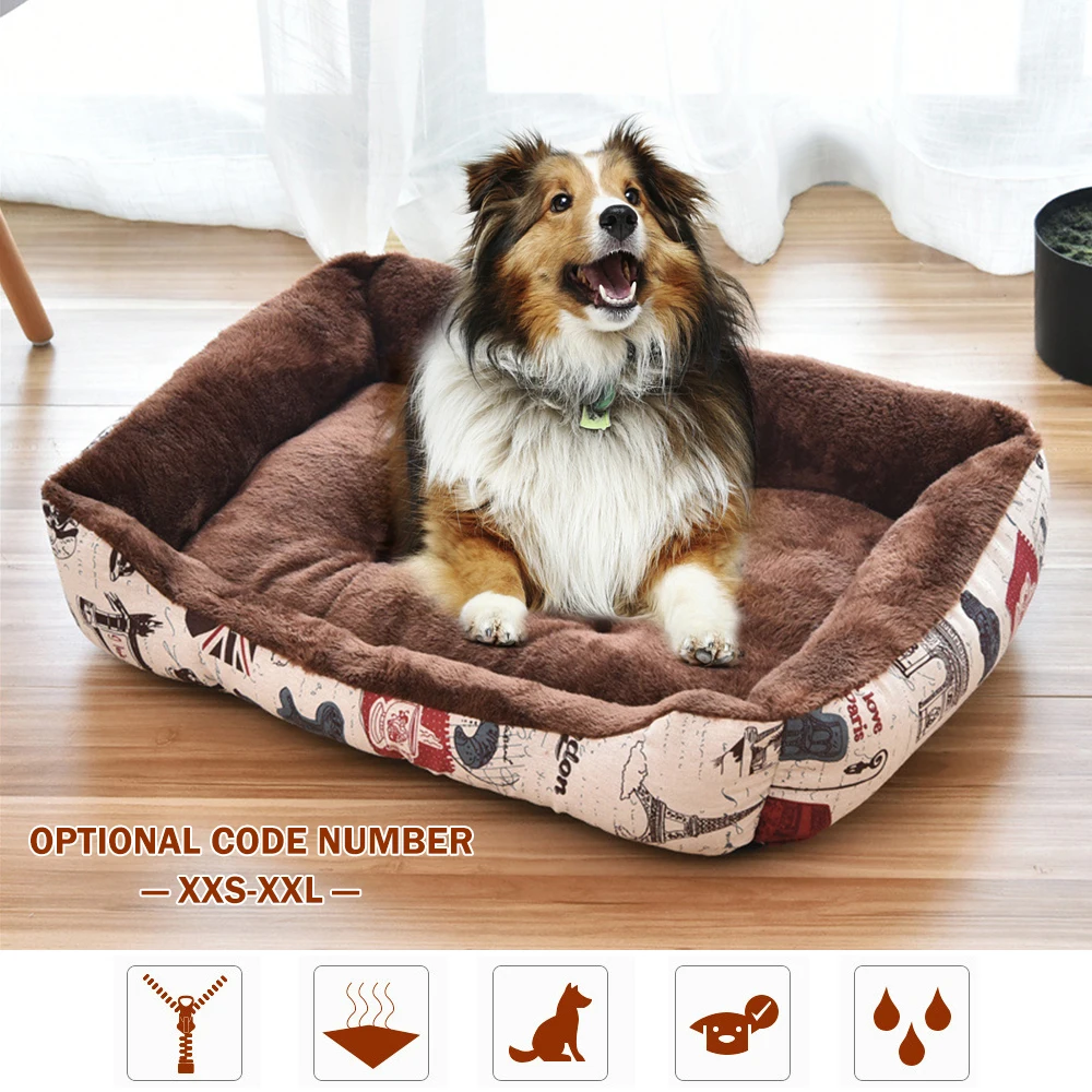 Kennel Dog Bed Mat Waterproof Bottom Puppy Fleece Mat Plush Bed House Nest Washable Mattress For Small Medium Large Dog 2XS-2XL