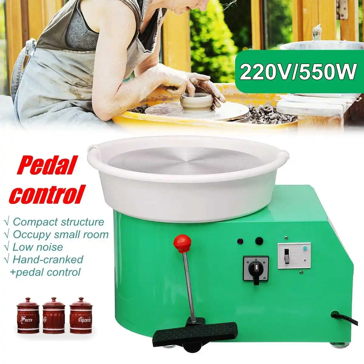 

Turning Electric Pottery Wheel Ceramic Machine 220V 550W 300mm Ceramic Clay Potter Kit For Ceramic Work Ceramics