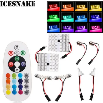

Icesnake Car RGB T10 LED Festoon 5050 36SMD led panel interior Auto Reading Dome Festoon BA9S Adapter Light remote control