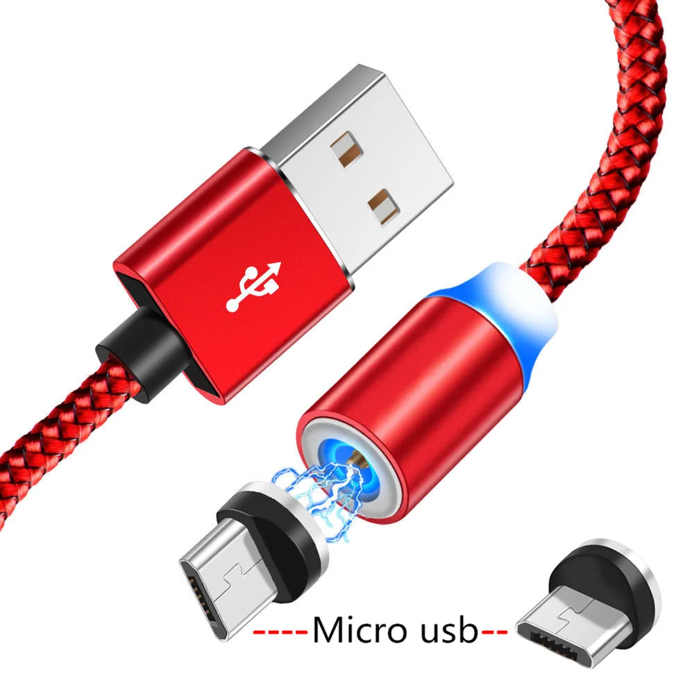 Магнитный всасывающий Micro usb кабель QC 3,0 быстрое зарядное устройство для samsung A6 A7 zte Blade V7 V9 Realme 3 Pro alcatel для huawei Honor 8X 7A P Smart мобильный телефон - Тип штекера: Only Micro usb Red