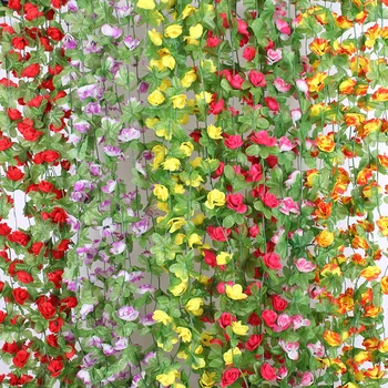

4PCS/lot Silk Artificial Flowers Vine Garland Fake Ivy Arch Hanging Decorative Wedding Home Wall Rattan Plants Leaves Decoration