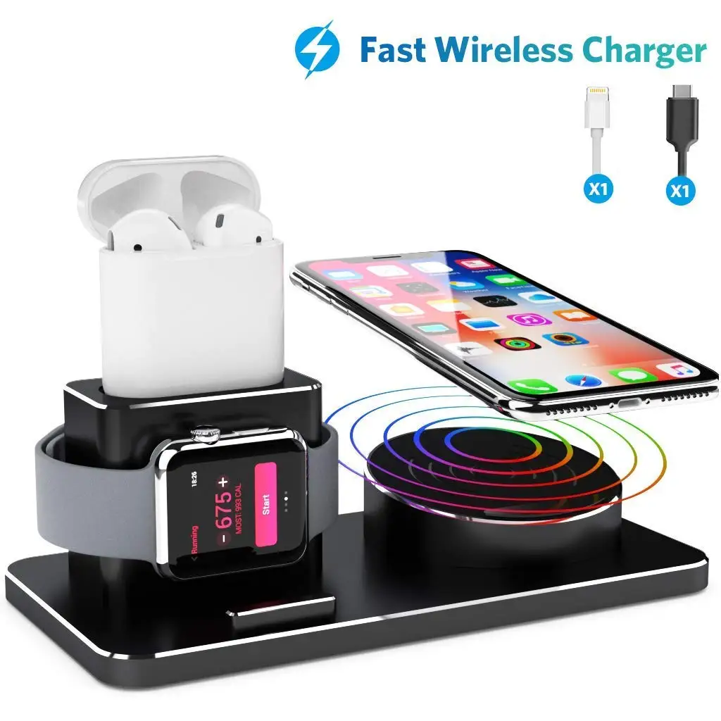 

Charger Stand for iWatch Aluminum Alloy Charging Stand for Apple Watch 3 in 1 for iPhone Watch Series AirPods