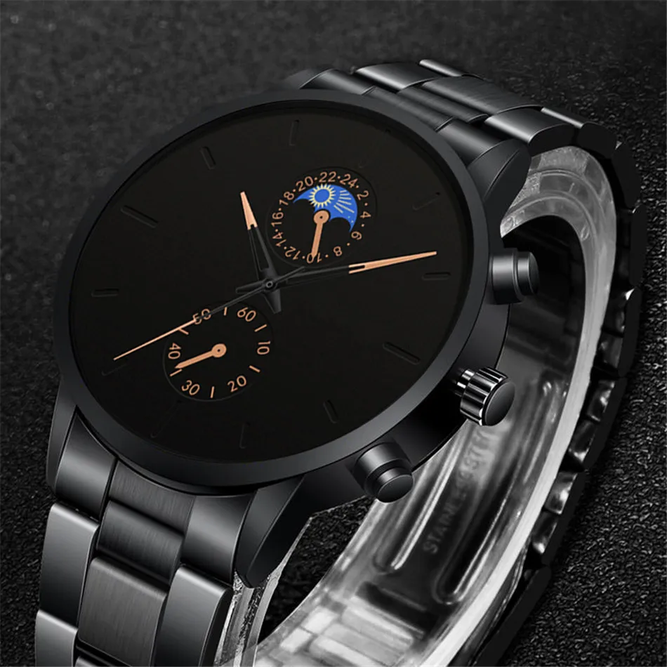 Минималистичные модные мужские часы, роскошные деловые повседневные часы с черным стальным ремешком, Классические мужские наручные часы, аналоговые часы Herren Uhren