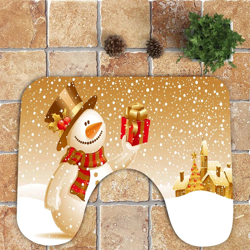 3pcsChristmas ванная комната мягкое моющееся сиденье для унитаза крышка коврик набор Нескользящая стойка для тряпок чехол крышка унитаза Рождественский набор ковриков для ванной