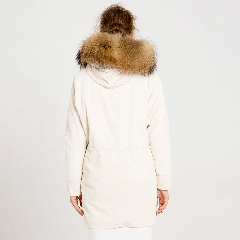 

Yigelila Fashion Hooded Thick Warm Raccoon Cotton Overcoat Women's 9712