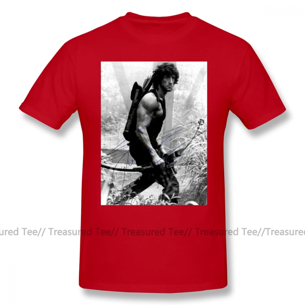 Rambo T Shirt Rambo Stallone Autographed Photo Bu FW 1980 S T-Shirt Cotton Men Tee Shirt Print Cute Plus size Streetwear Tshirt - Цвет: Red