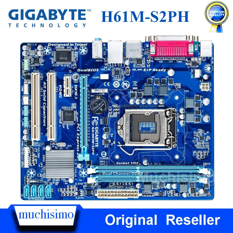 Десктопная Материнская плата GIGABYTE H61 Socket LGA 1155 i3 i5 i7 DDR3 16G uATX UEFI BIOS оригинальная б/у