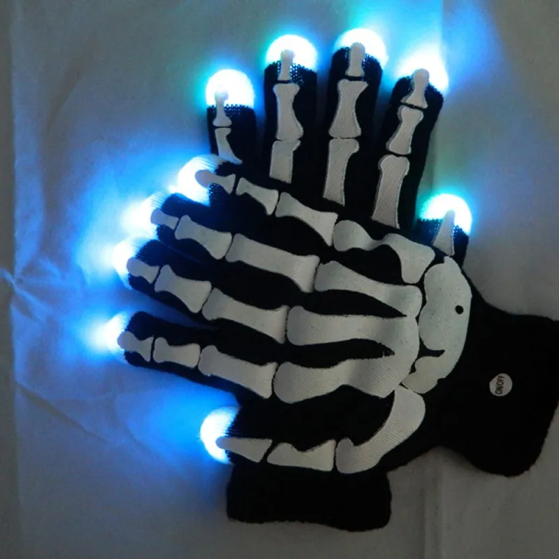 

1pair Halloween Finger Flashing Light Gloves With LED Mittens Costumes Rave Party Party Dress Up Accessories Lighting Toys