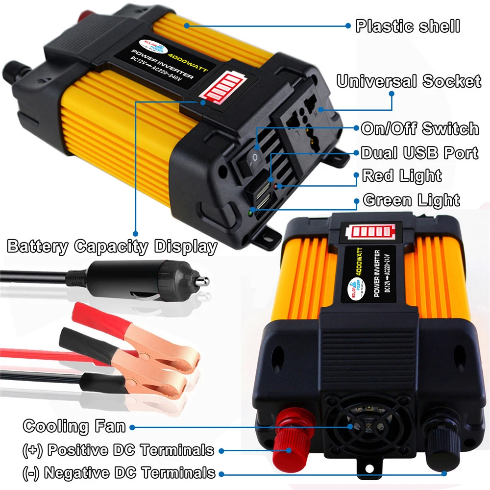 4000W/6000W DC12 для AC110/220V автомобильный Мощность инвертор светодиодный Дисплей