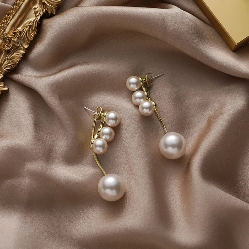 Kshmir New pearl long earrings simple geometric pearl retro metal exquisite French earrings S925 stitches 2020 - Image 6
