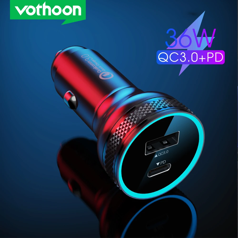 Vothoon Quick Charge 3 0 QC USB Автомобильное зарядное устройство для Samsung Xiaomi QC3.0 36 Вт Тип C PD